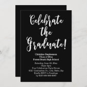 White Brush Script Celebrate Abschluss Einladung (Vorne/Hinten)