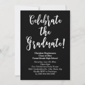 White Brush Script Celebrate Graduation Party Einladung (Vorderseite)
