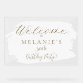 White Brush Stroke Modern Script Geburtstag Willko Acrylschild (Vorderseite)