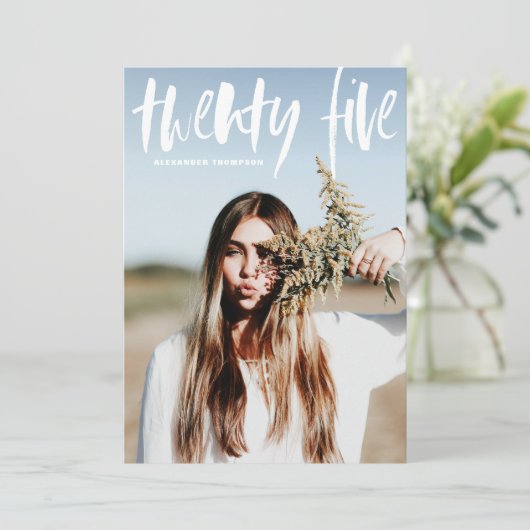 White Brush Typografy 2024 Foto Abschluss Einladung (Stehend Vorderseite)