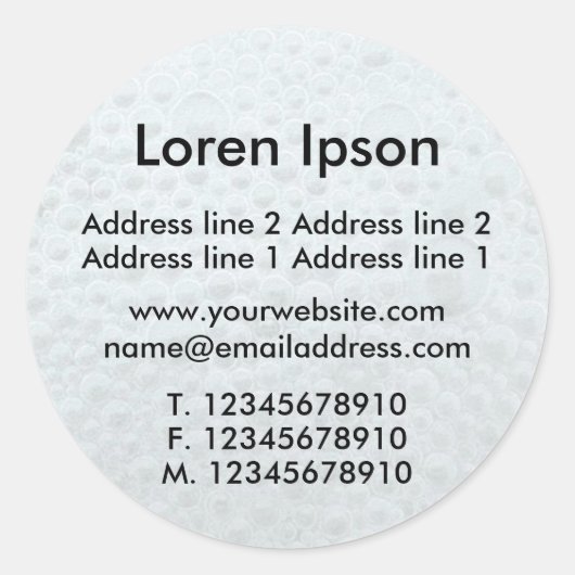 White Bubbles Business / Profil Runder Aufkleber (Vorderseite)