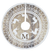 White Bucks Antlers Light Wood Planks Mit Monogram Polyester Weihnachtsbaumdecke (Vorderseite)