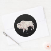 White Buffalo auf Solid Black Runder Aufkleber (Umschlag)