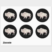 White Buffalo auf Solid Black Runder Aufkleber (Blatt)