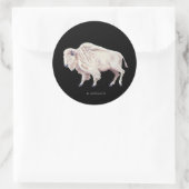 White Buffalo auf Solid Black Runder Aufkleber (Tasche)