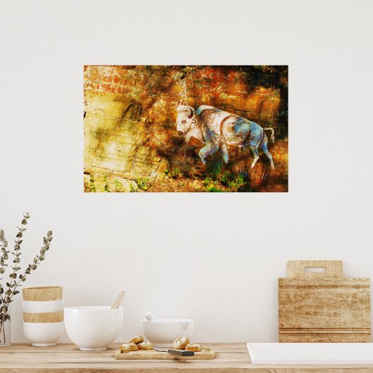 White Buffalo Cliff Art Poster (Küche)