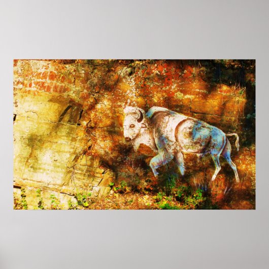 White Buffalo Cliff Art Poster (Vorne)