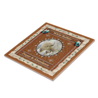 White Buffalo - Gebet und Abundance Keramik Tile Fliese