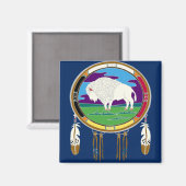 White Buffalo Native American Square Magnet (Vorderseite/Rückseite)