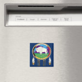 White Buffalo Native American Square Magnet (In Situ (Geschirrspüler))