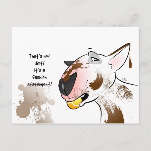 White Bull Terrier Postcard "Fashion Statement" Postkarte (Vorderseite)