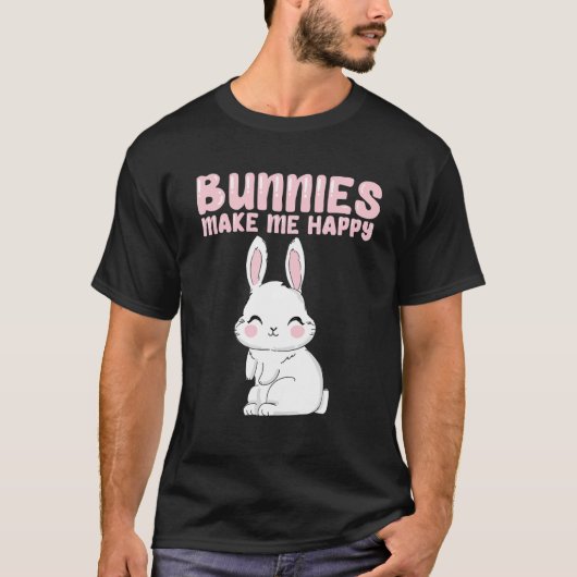 White Bunnie I Liebe Bunnies Bunnys macht mich glü T-Shirt (Vorderseite)