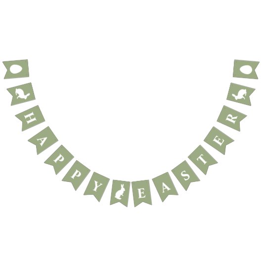 White Bunnies On Green With Happy Easter Saying Wimpelkette (Alle)