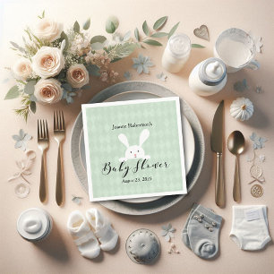 White Bunny Baby Dusche Moderne Grüne Raute Serviette