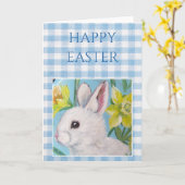 White Bunny Blank Easter Card Karte (Gelbe Blume)