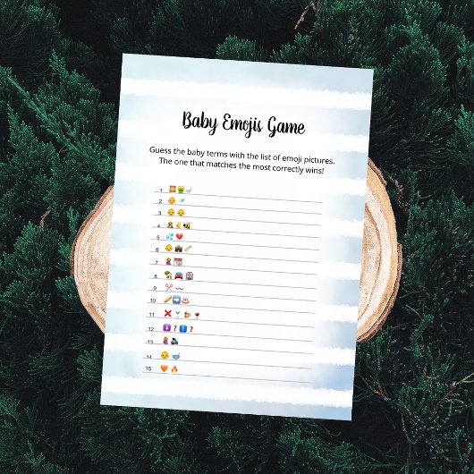 White Bunny Blue Baby Emoji Picture Game Card Einladung