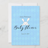 White Bunny Blue Rauten Baby Word Search Game Einladung (Rückseite)