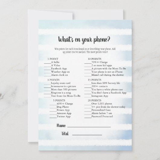 White Bunny Blue Was ist auf deinem Handyspiel? Einladung (Vorderseite)