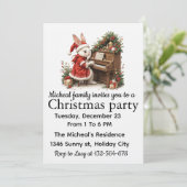 White Bunny Christmas Party Invitation Einladung (Stehend Vorderseite)