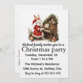 White Bunny Christmas Party Invitation Einladung (Vorne/Hinten)