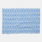 White Bunny Daisies Niedlich Spring Pattern Blau Geschirrtuch (Horizontal)