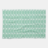 White Bunny Daisy Niedlich Spring Pattern Green Geschirrtuch (Horizontal)