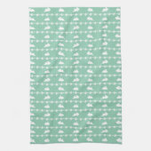 White Bunny Daisy Niedlich Spring Pattern Green Geschirrtuch (Vertikal)
