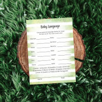White Bunny Green Baby Language Game Card