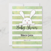 White Bunny Green Baby Language Game Card Einladung (Rückseite)