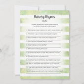 White Bunny Green Kinderzimmer Rhymes Quiz Game Einladung (Vorderseite)