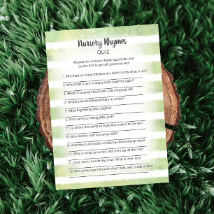 White Bunny Green Kinderzimmer Rhymes Quiz Game Einladung