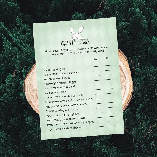 White Bunny Green Rauten Old Ehefrauen Tales Game Einladung