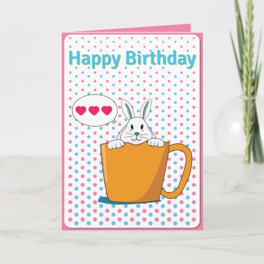 White Bunny Happy Birthday Card Karte (Vorderseite)
