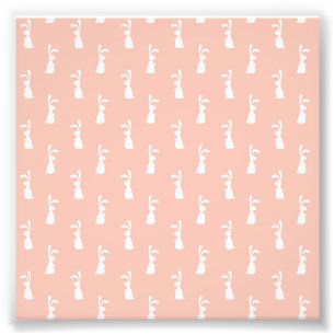 White Bunny Happy Oaster Girly Pink Pastel Spring Fotodruck