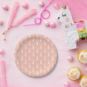 White Bunny Happy Oaster Girly Pink Pastel Spring Pappteller (Party)