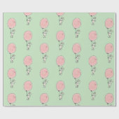 White Bunny Holding a Pink Balloon Geschenkpapier (Flach)