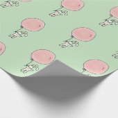 White Bunny Holding a Pink Balloon Geschenkpapier (Ecke)