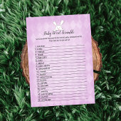 White Bunny Lila Raute Baby Word Scramble Game Einladung