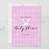 White Bunny Lila Raute Baby Word Scramble Game Einladung (Rückseite)