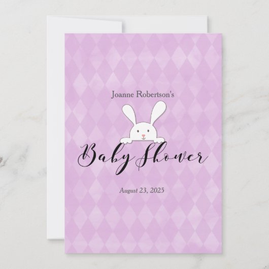 White Bunny Lila Rauten Baby Word Search Game Einladung (Rückseite)