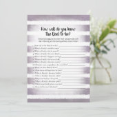 White Bunny Lila Wer kennt Vater Bestes Duschspiel Einladung (Stehend Vorderseite)