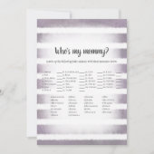 White Bunny Lila Who is My Mommy Baby Shower Game Einladung (Vorderseite)