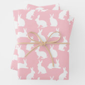 White Bunny Pattern On Blush Pink Adorable Easter Geschenkpapier Set (Beispiel)