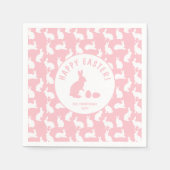 White Bunny Pattern On Blush Pink Cute Easter Serviette (Vorderseite)