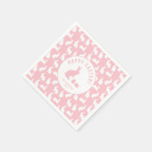 White Bunny Pattern On Blush Pink Cute Easter Serviette (Ecke)