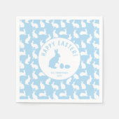 White Bunny Pattern On Light Blue Cute Easter Serviette (Vorderseite)