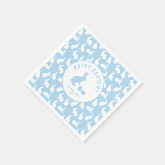 White Bunny Pattern On Light Blue Cute Easter Serviette (Ecke)