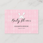 White Bunny Pink Baby Ankunft Vorhersagegame Spiel Begleitkarte (Rückseite)