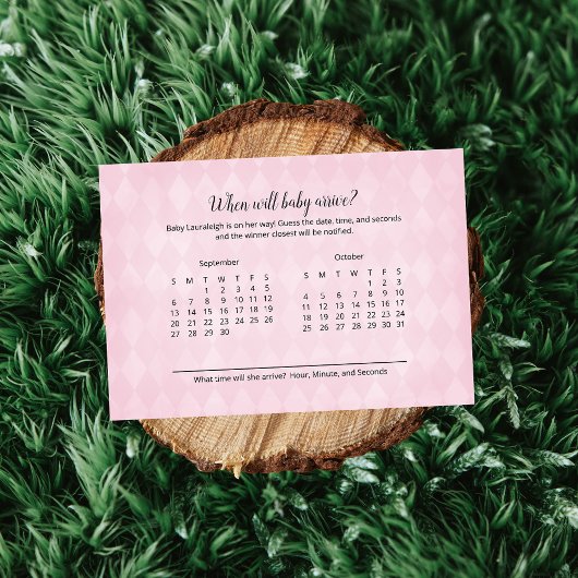 White Bunny Pink Baby Ankunft Vorhersagegame Spiel Begleitkarte