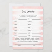 White Bunny Pink Baby Language Game Card Einladung (Vorderseite)